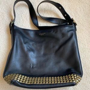 Coach Crossbody Bucket Handbag with Gold Studs